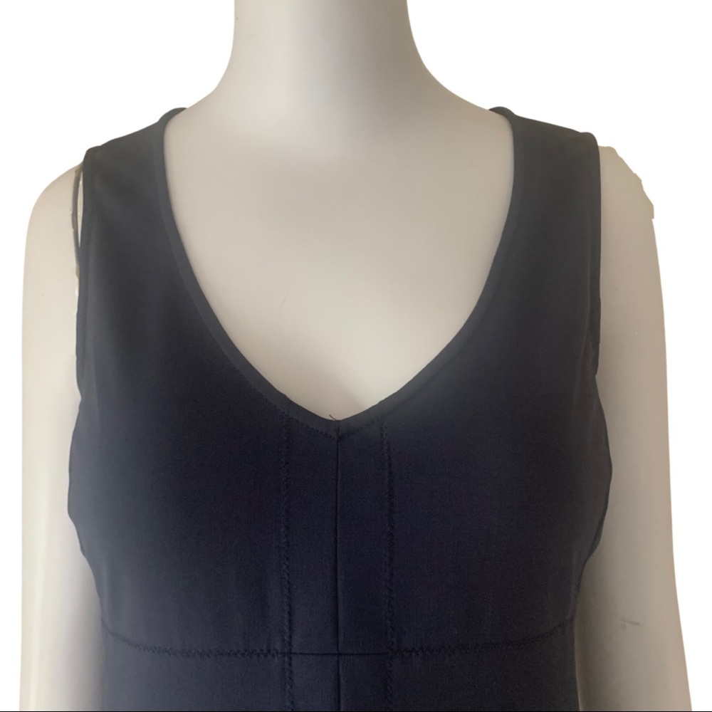 THEORY Kale B V-Neck Sheath Dress Wool Blend Midi Navy Blue Style 7011610R - Picture 11 of 16